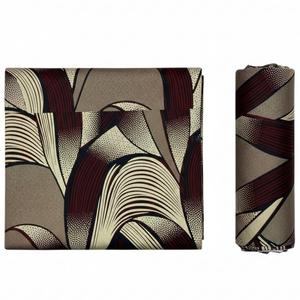 Tissu africain en popeline de coton ciré doré, imprimé <span class=keywords><strong>marron</strong></span> foncé-gris, motifs tribaux, style Ankara, <span class=keywords><strong>Pagne</strong></span> Capulana, Textiles de mode - Product Image 1