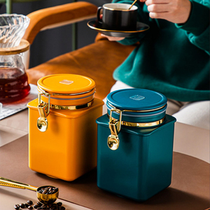 MEIMOKA Plastic Coffee Canister Sealed Jar Check Valve Storage Container 1.1L Large Capacity