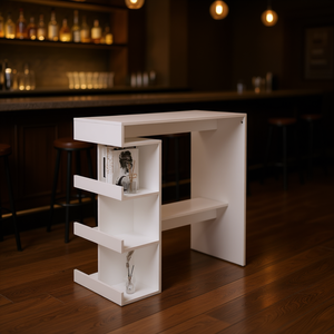 Mesa de Bar Blanca de 39.4x19.7x40 cm, Madera Sintética con Estante de Almacenamiento, Diseño Moderno y Minimalista para Uso Comercial - Product Image 2