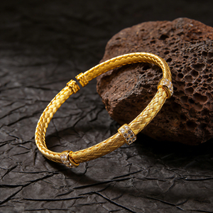 CUSTOM SILVER 10K/14K GOLD PLATED SOLID GOLD LAB GROWN DIAMOND ZICON ENGAGEMENT CLUSTER BANGLE UNISEX <b>CUTE</b> ANNIVERSARY PARTY - Product Image 3