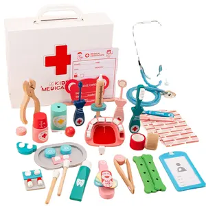 Mumoni Ensemble de jouets médicaux en bois Pretend Teeth & Doctor Toys Simulation Dentist Play Set