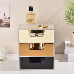 Boîte de rangement de bureau style nordique, nouvelle boîte de rangement multicouche créative en plastique transparent, carrée, empilable, haut de gamme - Product Image 1