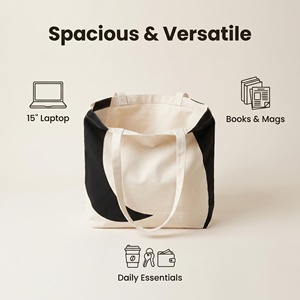 High Quality Natural Cotton <b>Canvas</b> Shopping Tote <b>Bag</b> 18 Inches <b>Large</b> Travel Beach <b>Bag</b> Durable Grocery <b>Bag</b> for Supermarket - Product Image 3