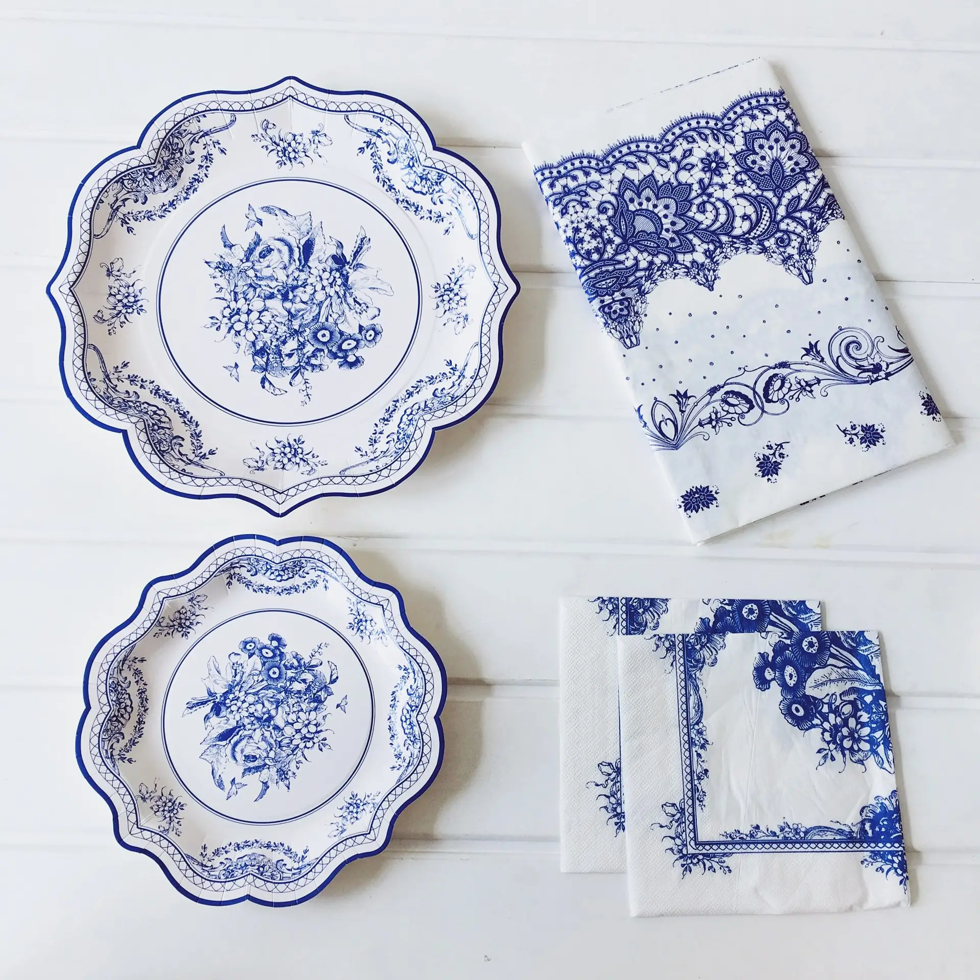 Set di stoviglie usa e getta in stile cinese blu e bianco porcellana tema piatti di carta usa e getta per forniture per feste