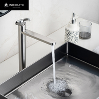 Nouveautés Robinet de lavabo à poignée moletée, mitigeur d'eau chaude et froide à poser, en acier inoxydable 304 avec aérateur