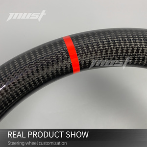 Volante Deportivo Personalizado de Fibra de Carbono con Empuñaduras de Cuero Perforado Rojo para Hyundai I30N I20N ElantraN N-line <span class=keywords><strong>Fastback</strong></span> - Product Image 5