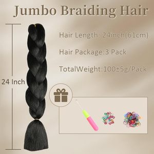 Extensiones de Cabello Sintético Jumbo African Box Braids Yaki, 5 Piezas, 24 Pulgadas, Doble Trama a Máquina, Crochet Moderno - Product Image 2