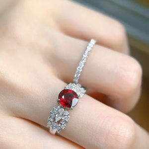 مجوهرات Lanphear راقية ذهبية عيار 18 قيراط أحجار كريمة الياقوت خواتم لزفاف النساء الماسي وحلقة راقية بدماء الحمام الطبيعية - Product Image 2