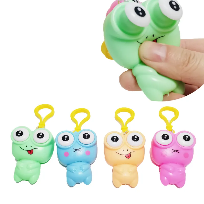 Boucle colorée grenouille squishy eye pop anti-stress jouet porte-clés