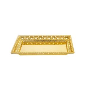 Plastic Tray Square Stackable Bread Gold Plastic Tray New Design Wholesale Gold Plastic Tray