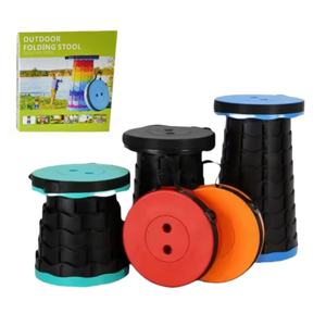 Sgabello Pieghevole da Esterno, Sedia Telescopica Portatile da Giardino con Scatola Colorata, Sgabello Richiudibile per Campeggio, Picnic, Pesca - Product Image 1