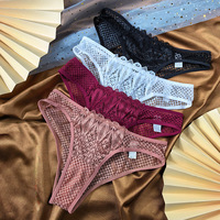Culottes en dentelle élégantes à faible MOQ, transparentes en maille, coupe en V, pour anniversaire, lune de miel, rendez-vous galants