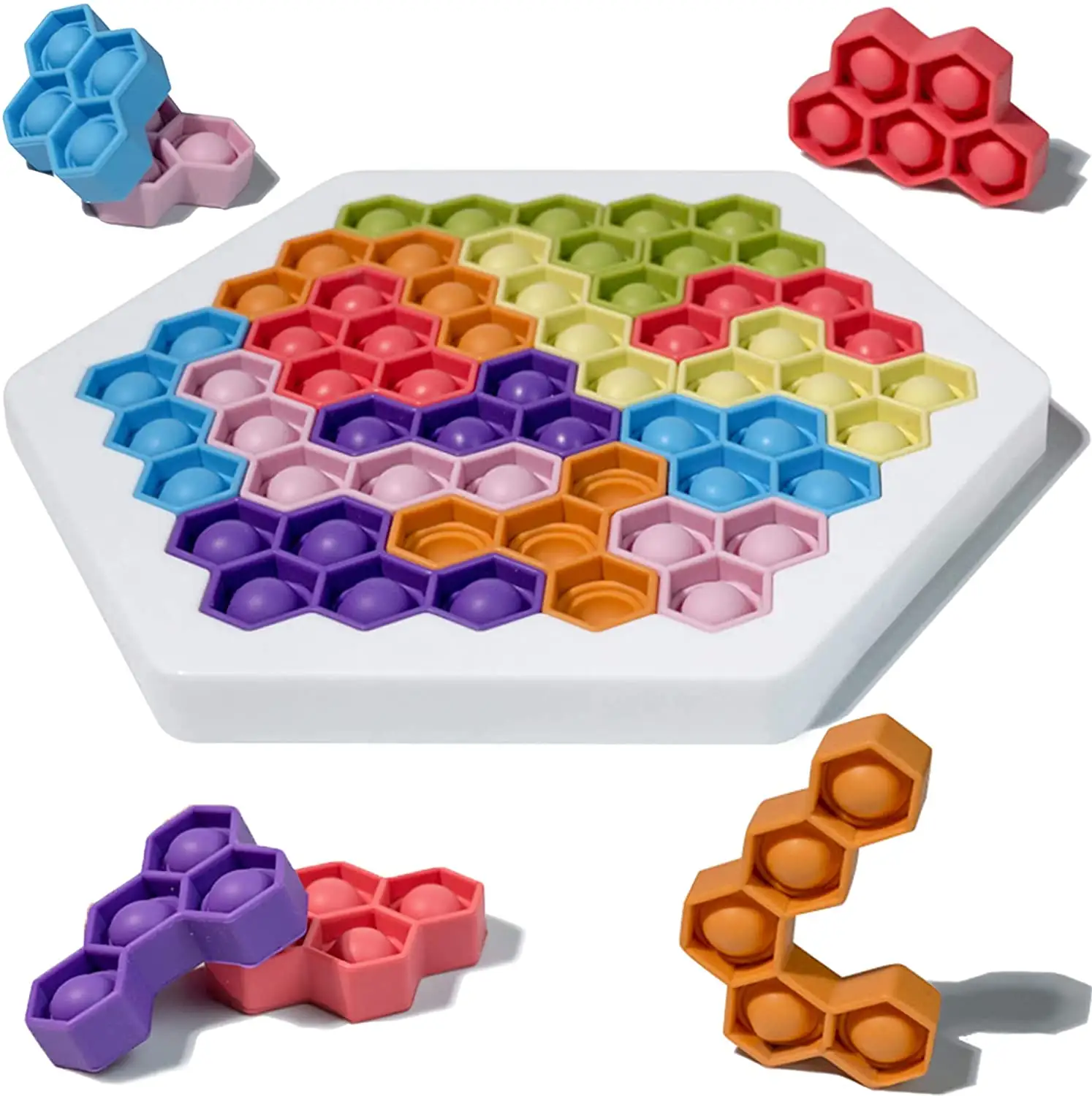 Puzzel Hexagon Fidget Game Speelgoed Push Bubble Hex Jigsaw Montessori Educatief Iq Stem Games Stress Relief Speelgoed Voor Kids