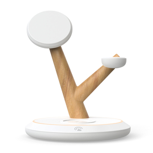 Cargador Inalámbrico de Escritorio 3 en 1 con Diseño de Ramas de Madera 2026, <span class=keywords><strong>Carga</strong></span> Súper Rápida Dual de 15W, Soporte Magnético Personalizado - Product Image 1