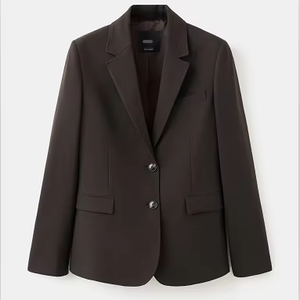 Blazer de Mujer Azul Claro con Rayas Finas, Cierre de un Botón, Solapa con Muescas, Bolsillos con Solapa y Corte Entallado – Ideal para la Oficina - Product Image 1