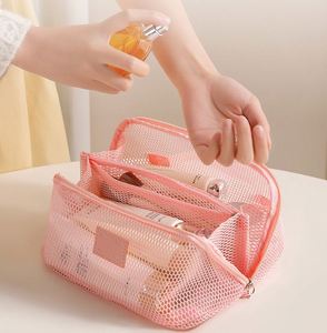Trousse de Maquillage en Maille Tendance 7 Pouces Grande Capacité Sensation Haut de Gamme Portable Multifonctionnelle avec Compartiments pour Voyage et Rangement Femme - Product Image 5