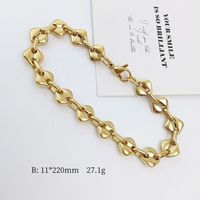 Chaîne en acier inoxydable plaqué or 18 carats motif grain de café, anti-décoloration, lisse, accessoire hip-hop pour homme, en stock, vente en gros