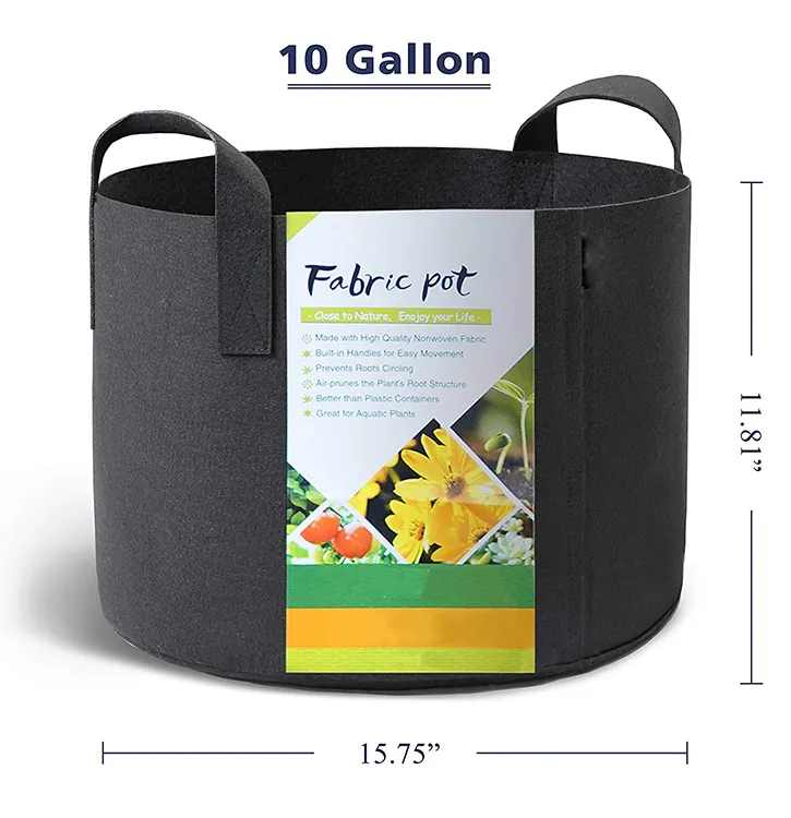 10ガロンの成長保護バッグ持ち運びに便利な不織布フェルトプラントバッグ