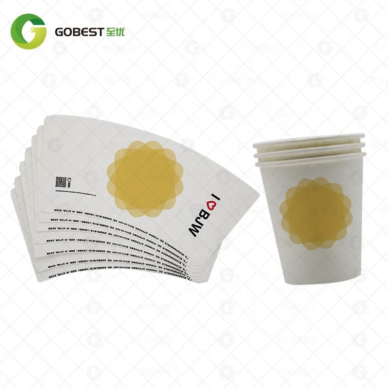 Gobest biodegradabile a doppio colore pieno a parete singola parete ondulazione parete coffe tazza da tè tazza di carta ventaglio di carta per fare carta