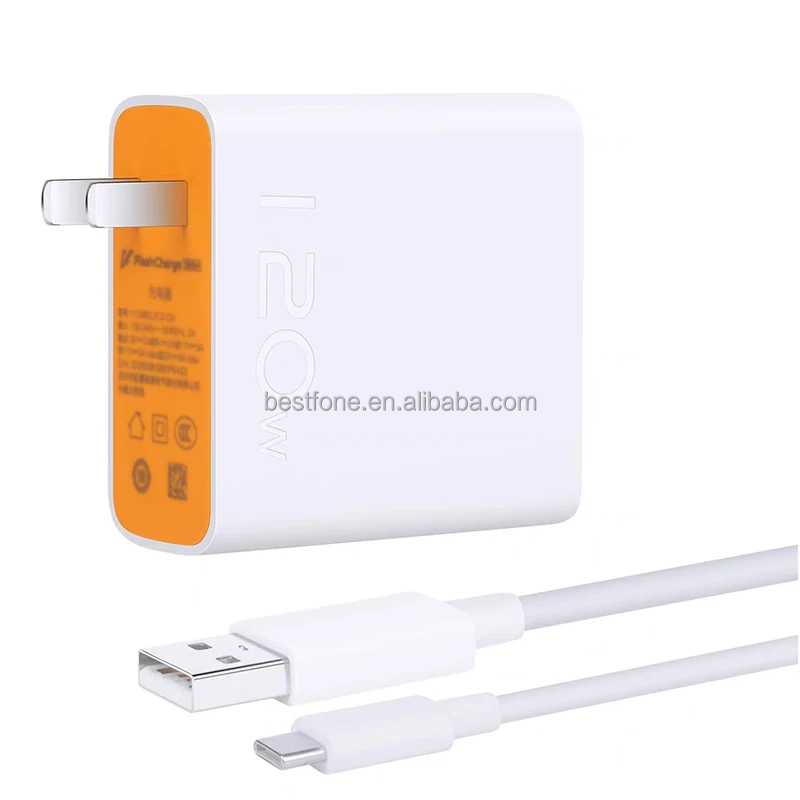 120W Fast Charger for Vivo IQOO 11, 10, 9, 8 Pro with Type C Cable