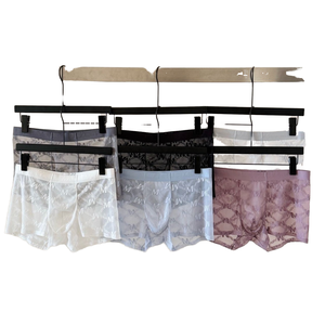 Calzoncillos Boxer de Seda de Hielo para Hombre, Antibacterianos, Transpirables, con Encaje Jacquard, Hidratantes, Suaves, Elásticos, Transparentes - Product Image 1