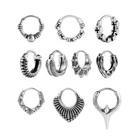 Boucles d'oreilles créoles élégantes pour hommes en acier inoxydable 316L vieilli, style rétro, hip-hop, cadeau pour REACH