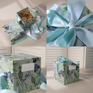 Handheld <b>Wedding</b> Jewelry <b>Gift</b> <b>Box</b> with Bow and Printed Design - Product Image 2