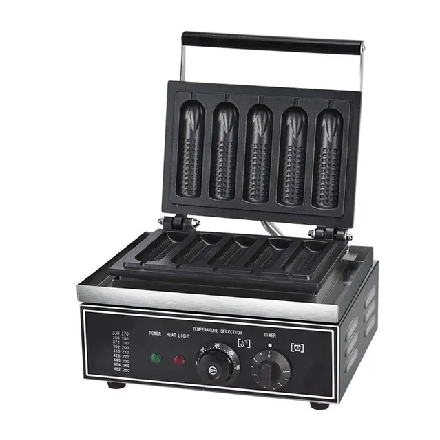 Commercial Lolly Corn Shaped Waffle Maker 0-300 Degree Non-Stick Waffle Stick-shaped 220v Maker with 5pcs Removeable Tray