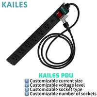KAILES - Regleta de alimentación PDU de 6 tomas para montaje en rack 1U, unidad de distribución de energía, interruptor de alta resistencia, gabinete de servidor de metal, NEMA 5-15R