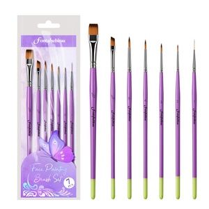 Juego de Pinceles para Pintar Caras Premium 2026, Cerdas Planas Suaves de 1/2 Pulgada con Mango de Madera Morado para Artistas - Product Image 1