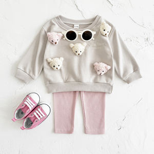 Conjunto de 2 Piezas al por Mayor <span class=keywords><strong>para</strong></span> Bebés de 1 a 3 Años, Suéter con Diseño de <span class=keywords><strong>Osito</strong></span> de Peluche + Pantalones, Ropa <span class=keywords><strong>para</strong></span> Niños, Traje Infantil <span class=keywords><strong>para</strong></span> Otoño y Primavera - Product Image 6