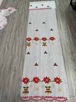 Tissu de rideau transparent brodé 30GSM pour les fêtes de Noël, 100% polyester, motif Père Noël et flocons de neige, voile pour fenêtre, décoration de la maison