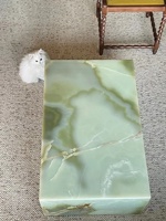 Table à thé personnalisée en marbre d'onyx vert naturel Table basse rectangulaire en cube de jade d'onyx vert Table centrale moderne