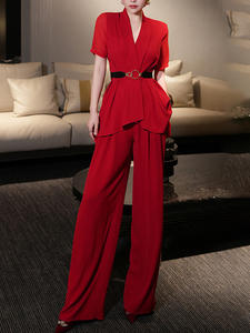 Combinaison <span class=keywords><strong>pantalon</strong></span> deux pièces pour femme, nouvelle collection automne/hiver 2025, haut de gamme, élégante, <span class=keywords><strong>taille</strong></span> <span class=keywords><strong>haute</strong></span>, jambes larges, amincissante, décontractée - Product Image 1