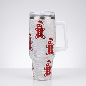 Vasos <span class=keywords><strong>de</strong></span> Viaje con Diseño <span class=keywords><strong>de</strong></span> <span class=keywords><strong>Hombre</strong></span> <span class=keywords><strong>de</strong></span> Jengibre con Pedrería Blanca Navideña, 40 oz, Vasos <span class=keywords><strong>de</strong></span> Viaje con Pedrería Brillante - Product Image 1
