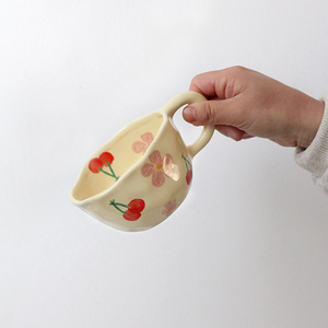 Korea Style Hand Painted Flower Coffee Mug Exquisite Irregular <b>Ceramic</b> Latte <b>Cup</b> - Product Image 4