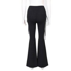 Viviblook Z106PT01 Nouveau pantalon évasé à taille haute en dentelle à œillets punk, pantalon évasé gothique à découpes pour femmes - Product Image 6