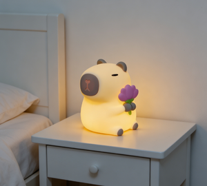 Lámpara Nocturna de Silicona con Forma de Capibara para Dormitorio, Lámpara LED Recargable por USB, Lámpara de Noche Suave con Forma de Animal para Niños - Product Image 2