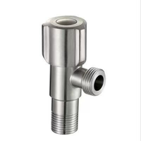 Robinet d'arrêt d'angle en acier inoxydable G1/2 avec poignée moletée 113 mm, finition brossée, pour salle de bain, OEM