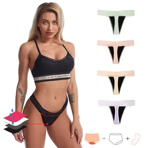 Custom 4 Layers Lace Sexy Black Waterproof Incontinence Leakproof Physiological Panties Postpartum Period Menstrual Underwear