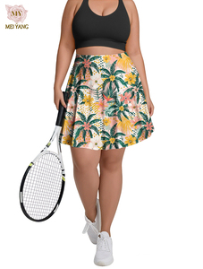 Minifaldas Deportivas de Yoga y Gimnasio con Logotipo Personalizado, 2 Piezas, Estampado Tropical, con Leggings, Faldas de <span class=keywords><strong>Tenis</strong></span>, Ropa Deportiva para <span class=keywords><strong>Mujer</strong></span> - Product Image 1