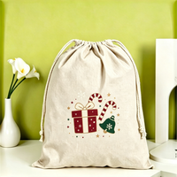 Sac à cordon personnalisé en toile à motif de dessin animé écologique, avec logo imprimé sur mesure, pochette robuste réutilisable pour sports de plein air