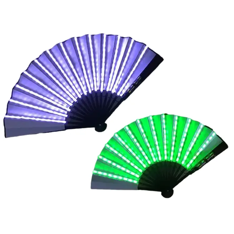 Party Decoration Led Folding Fans Colorful Light Up Hand Held Fan