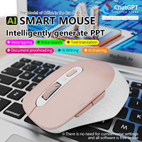 Mouse suara AI cerdas, Mouse nirkabel translasi, penerima USB Mini, Mouse vertikal pelacakan optik, klik senyap untuk rumah