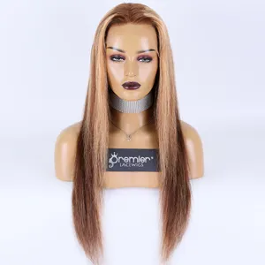 Premier 13x4 13x6 Highlight Ombre Brown Hair Perücken Hervor gehobene gerade HD Lace Front Perücke für schwarze Frauen