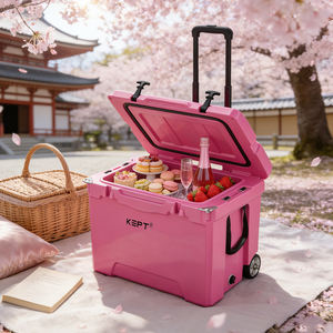 Glacière thermique rotomoulée 42QT avec roues et poignée télescopique pour la pêche, la plage et les canettes - Product Image 1