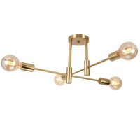 Lustre Sputnik 4 lumières style Mid-Century en fer noir avec verre dépoli cylindrique, LED dimmable Ra90, angle de faisceau 360°, garantie 3 ans