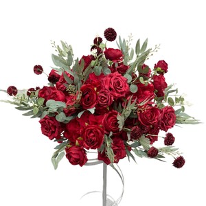 Fleurs artificielles bleu roi, roses vertes pour mariage, boule de fleurs bleues, décorations pour fêtes - Product Image 6