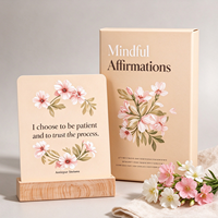 Cartes d'affirmation positives écologiques personnalisées 350 g/m² OEM avec motif floral aquarelle et boîte personnalisée pour usage familial