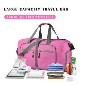 Large Capacity Foldable Travel Duffel Bag Waterproof Multi-Purpose with <b>Extra</b>-long Handle Double Zipper and Solid Clasps - Product Image 2